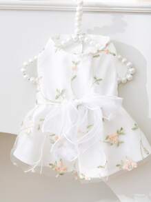 1pc Floral Embroidered Pet Dress For Dog And Cat For Summer - Multicolor - View 1