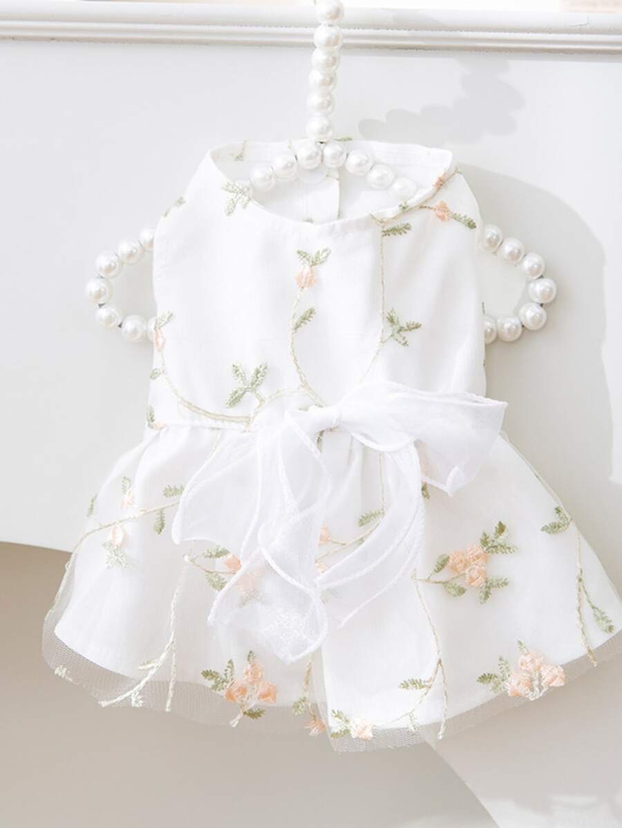 1pc Floral Embroidered Pet Dress For Dog And Cat For Summer - Multicolor - View 1