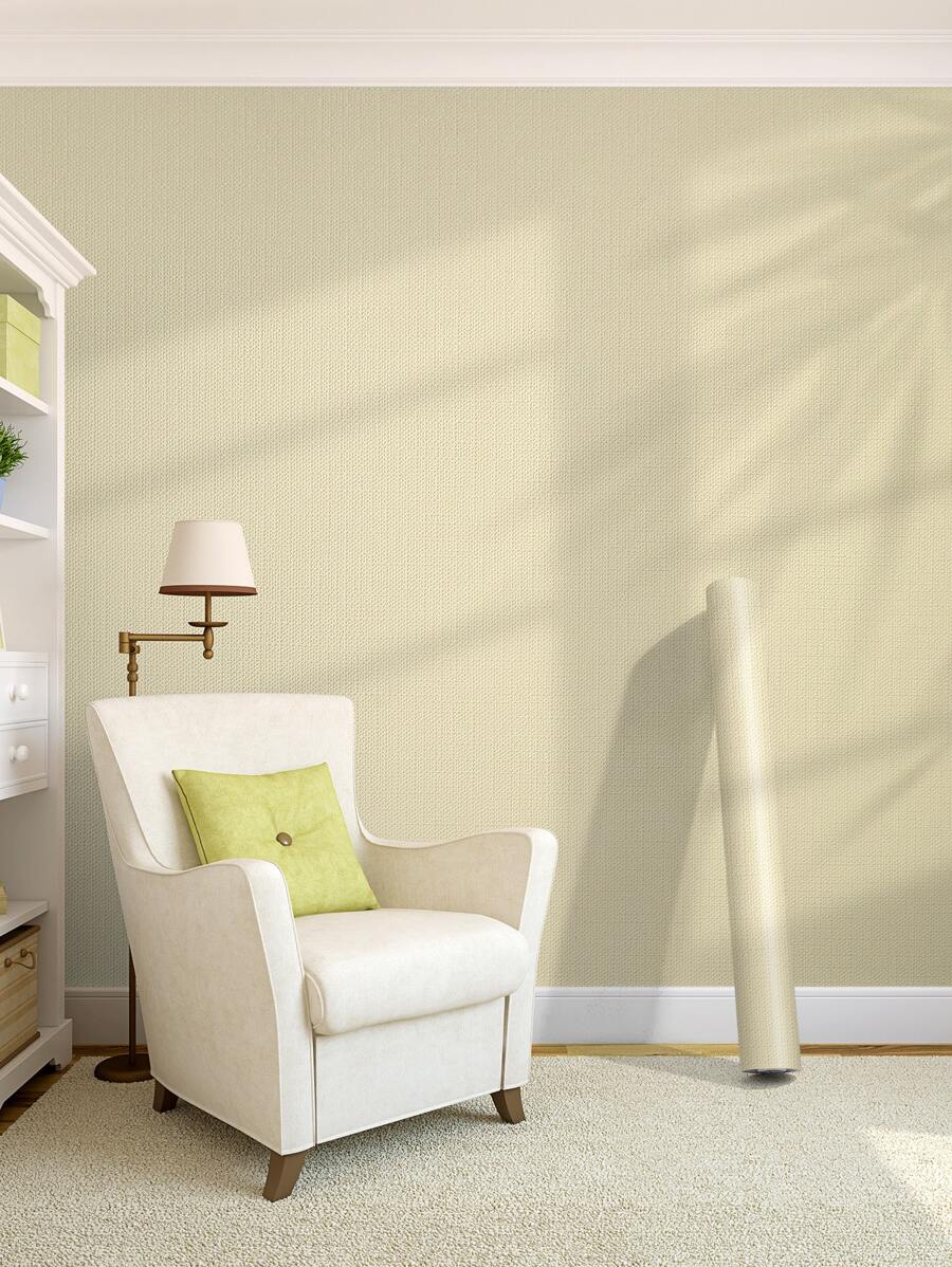 1 Cuộn Giấy Dán Tường Đồng Màu Dán Tường Tự Dính Màu Be Trang Trí Nhà - Màu be - Xem 1