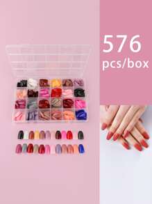 576 chiếc Móng tay giả nhiều màu quan tài dài - Nhiều màu - Xem 1
