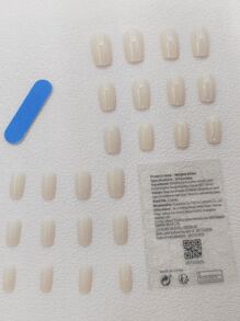 Instantly Upgrade Your Look with 24pcs Long Square Beige Glossy Ombre Fake Nail & 1pc Nail File & 1sheet Tape - Multicolor - View 2