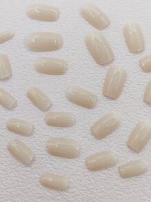 Instantly Upgrade Your Look with 24pcs Long Square Beige Glossy Ombre Fake Nail & 1pc Nail File & 1sheet Tape - Multicolor - View 3