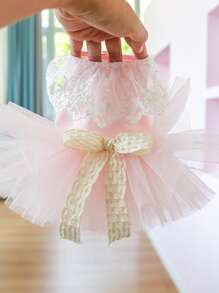 1入組蝴蝶結裝飾寵物連衣裙適用於狗狗和貓適合夏天 - 粉色 - 查看 4