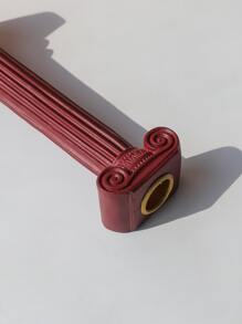 1pc Polyresin Candle Stand, Column Design Candle Holder For Home - Red - View 4