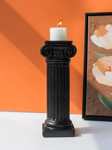 1pc Large Black Roman Column Candlestick, Creative Home Decoration Sample Room Ornament - Black - View 1