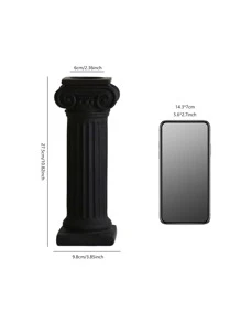 1pc Large Black Roman Column Candlestick, Creative Home Decoration Sample Room Ornament - Black - View 4