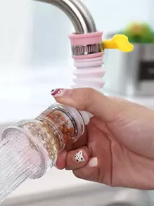 1pc Splash Proof Faucet Filter, Pink Faucet Extension Head For Kitchen - Pink - View 4