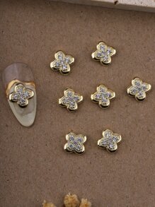 8 件金色四叶草仿真水钻 3D 指甲宝石指甲装饰水钻美甲首饰配件指甲饰物女士 DIY 指甲装饰设计 - 金色 - 查看 5