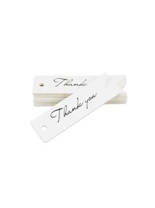 100pcs White Kraft Paper Thank You Tags With Gold Foil, Gift Party Decoration Labels, DIY Gift Hang Tags - White - View 3