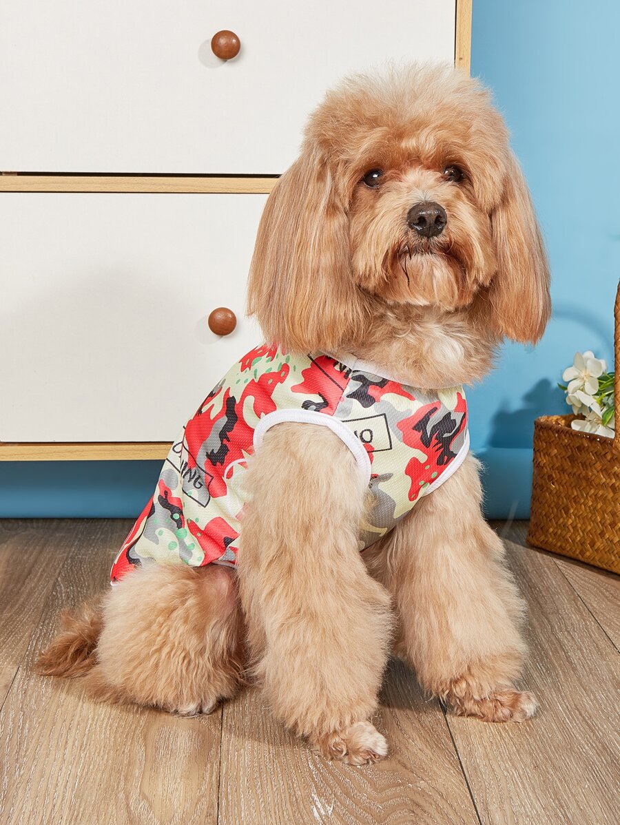 1入組卡通圖案寵物背心適用於狗狗和貓適用於夏天 - 彩色 - 查看 1