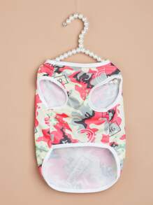 1入組卡通圖案寵物背心適用於狗狗和貓適用於夏天 - 彩色 - 查看 4