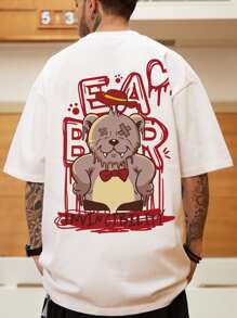 Manfinity EMRG Men Plus Bear & Letter Graphic Tee - White - View 1