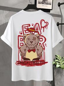 Manfinity EMRG Men Plus Bear & Letter Graphic Tee - White - View 5