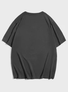 ROMWE MEN Street Life Guys Butterfly & Slogan Graphic Tee - Dark Grey - View 2