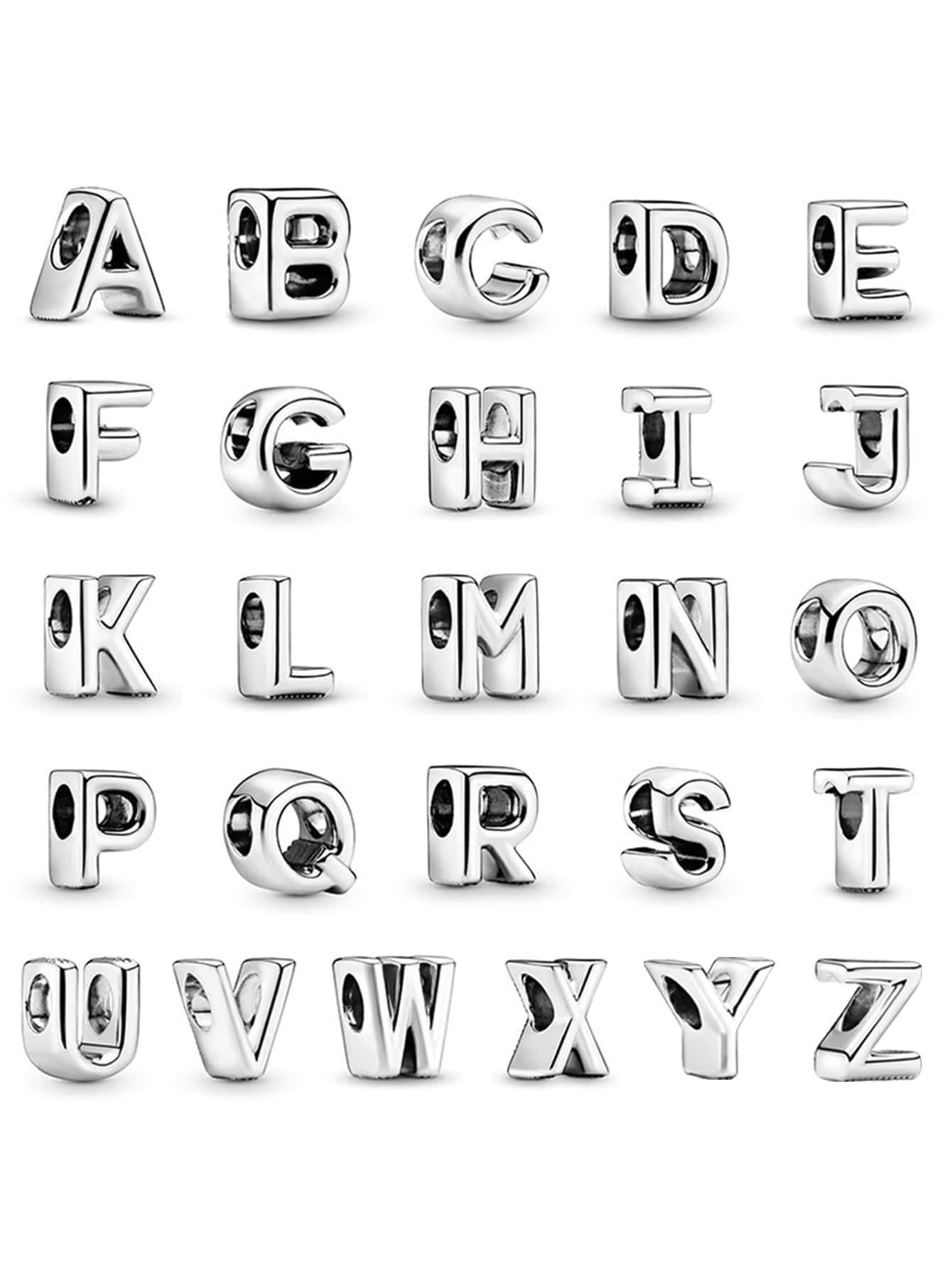 1入組字母設計銀DIY首飾配件 - 銀色 - 查看 1