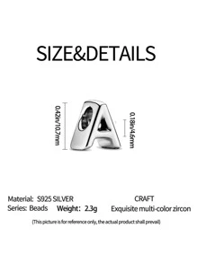 1入組字母設計銀DIY首飾配件 - 銀色 - 查看 3