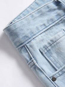 男士净色毛边牛仔裤 - 淺色水洗藍 - 查看 5
