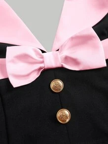 SHEIN MOD 雙色前蝴蝶結掛脖上衣 - 淺粉色 - 查看 3