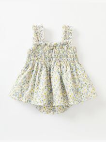 Em bé vui tươi Dây đeo rộng Đầm Mới Hoa Lộn xộn Áo liền quần chặt Chèn Đầm Mùa hè - Nhiều màu - Xem 2