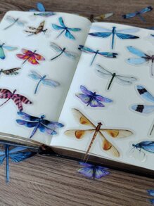 40 入組蜻蜓圖案貼紙，簡單多用途貼紙，適用於DIY工藝品、裝飾品、手帳 - 彩色 - 查看 2