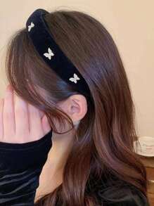Street 1pc Women Butterfly Decor Fashionable Headband, For Daily Decoration Bow,Hairband,Hair Hoop Headbands