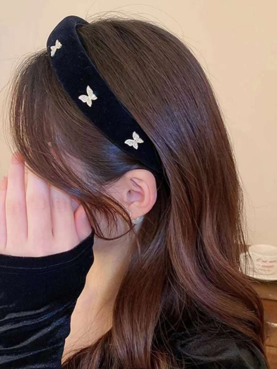 Street 1pc Women Butterfly Decor Fashionable Headband, For Daily Decoration Bow,Hairband,Hair Hoop Headbands
