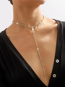 水鑽裝飾Y字項鍊