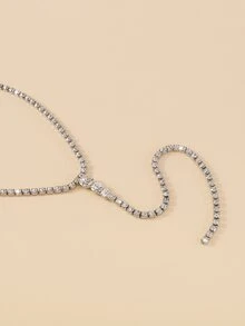 水鑽裝飾Y字項鍊 - 銀色 - 查看 3