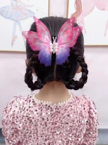 3入組女士蝴蝶和人造珍珠裝飾鱷魚皮髮夾用於髮飾 - 彩色 - 查看 3