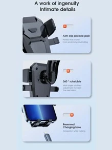 1pc Car Phone Holder, Adjustable Telescopic Suction Cup Photography Stand, Portable - Black - View 4