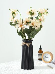 1入組素色塑膠花瓶,擬真花安排花瓶,素色陶瓷花瓶帶塑膠外觀和可折疊設計適用於花卉和植物,作為家庭裝飾用品適用於餐具桌子中心裝飾品,廚房獨特裝飾用品,國家風格客廳,禮品植物容器 - 黑色 - 查看 4