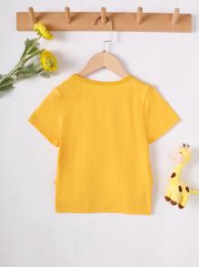 SHEIN Young Girl Cartoon Graphic Ruffle Trim Tee - Yellow - View 2