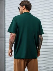 Manfinity Homme Hombres Camiseta con estampado de letra - Verde - Ver 2