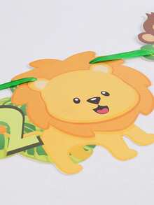 1 set, Decoración temática de bandera de animales para fiesta de primer cumpleaños (incluye carpeta de fotos), decoración de salas de fiestas de cumpleaños, decoración de accesorios fotográficos, regalo de cumpleaños - Multicolor - Ver 3