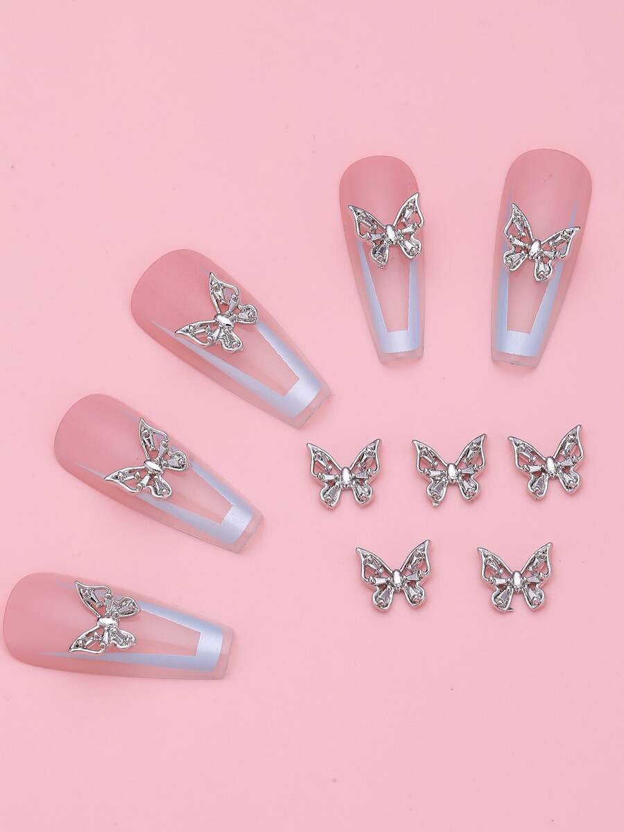 10入組蝴蝶形狀美甲飾品