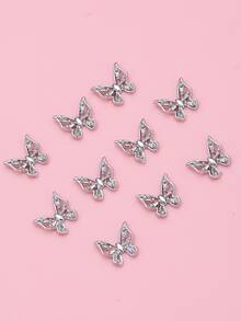 10入組蝴蝶形狀美甲飾品