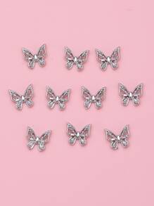 10入組蝴蝶形狀美甲飾品