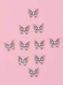 10入組蝴蝶形狀美甲飾品