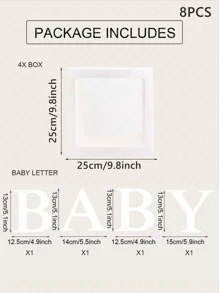 8pcs/set Paper Balloon Box, Clear Letter Graphic Party Decoration Gift Box For Balloon - White - View 4