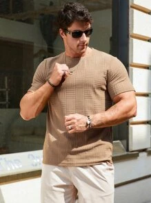 Manfinity Homme Men Solid Round Neck Tee - Khaki - View 1