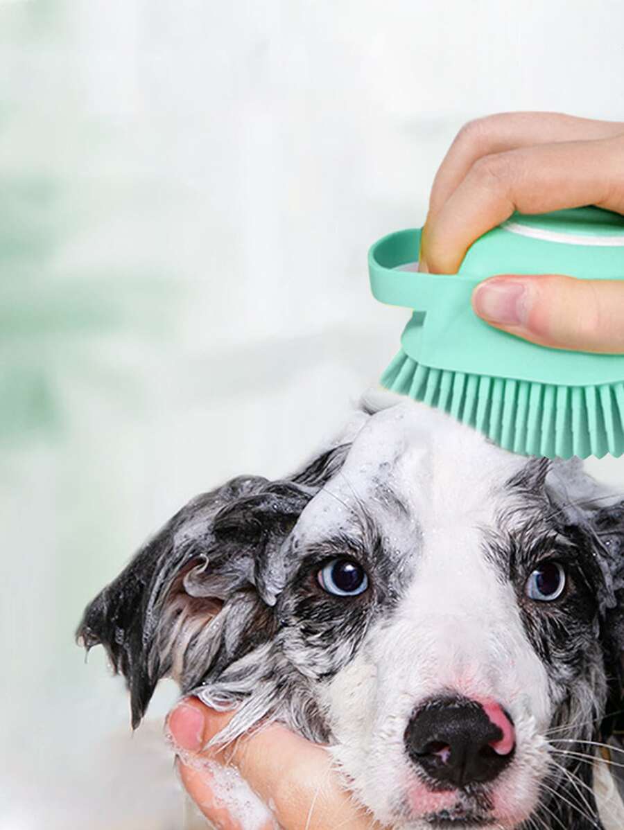Pet Multifunctional Bath Massage Brush Cleaning Comb Bath Storage Pet Silicone Brush - Baby Blue - View 1