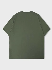 ROMWE MEN Hombres Camiseta con slogan con estampado de esqueleto - Verde militar - Ver 2