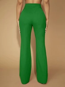 SHEIN SXY Commute Minimalist Office Old Money Simple Sexy And Elegant Black And White Polka Dot Women's Pants - Green - View 2