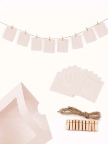 1pack 4 Inch Paper Photo Wall Picture Frame Bannur & Clip & Rope Set, Birthday Party Background Decoration Photo Decoration Banner, Party Background Decoration Hanging Decoration, Birthday Party Room Decoration Supplies, Back To School Season Decoration Props, Christmas Halloween Background Decoration Photo Folder, White Photo Banner Decorative Background For Birthday Babe Shower Wedding Anniversary Holiday Event Party - White - View 3