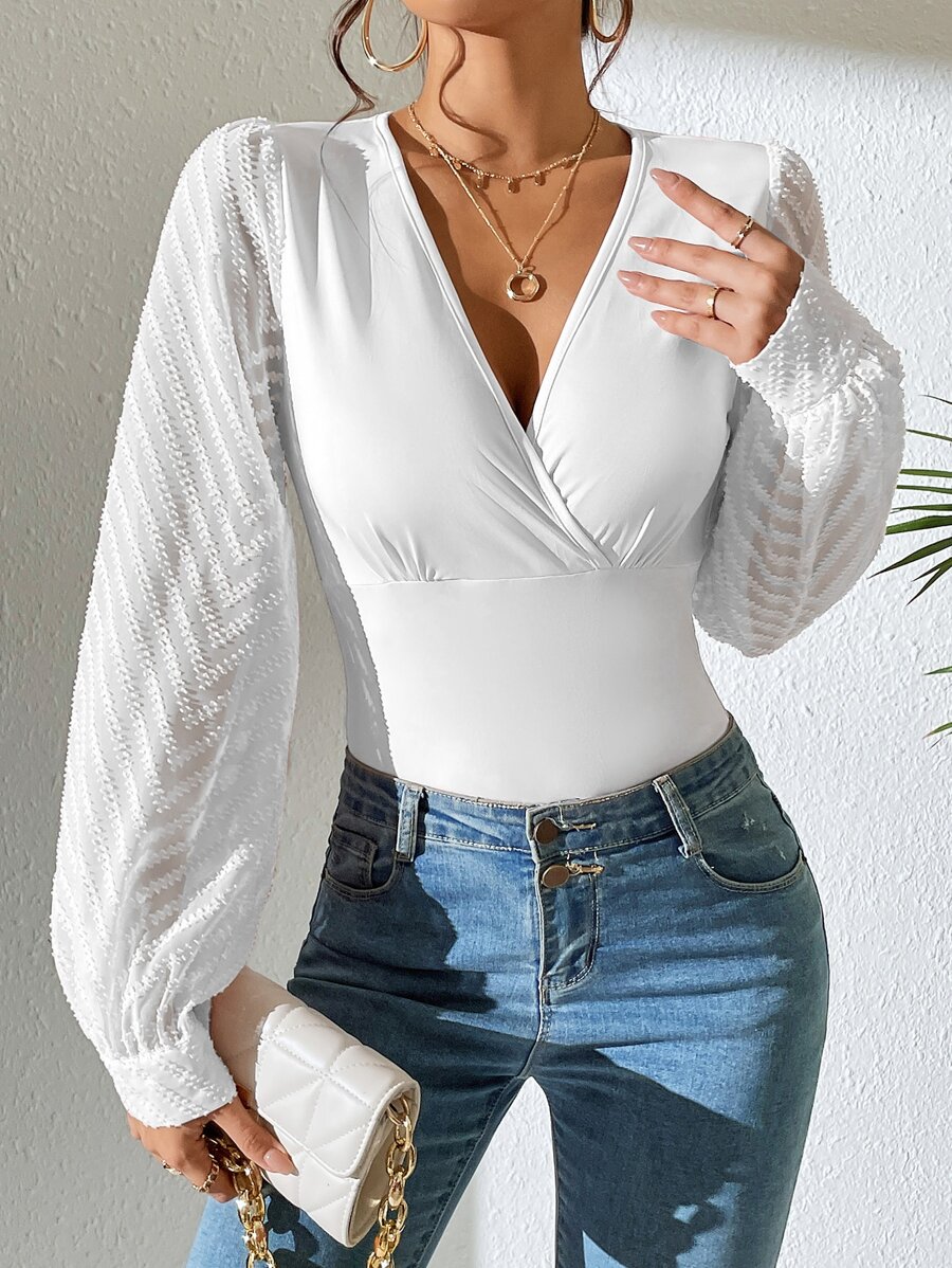 Chiquease Áo nữ Trọn gói màu trơn Giải trí - trắng - Xem 1