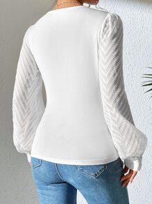 Chiquease Áo nữ Trọn gói màu trơn Giải trí - trắng - Xem 2