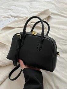 Túi đeo chéo Nữ màu trơn Có thể điều chỉnh được Đôi tay cầm Đúng mốt tối giản - màu đen - Xem 5