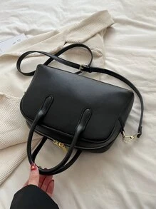 Túi đeo chéo Nữ màu trơn Có thể điều chỉnh được Đôi tay cầm Đúng mốt tối giản - màu đen - Xem 7