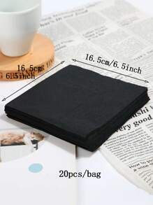20pcs Solid Disposable Napkin - Black - View 3