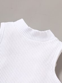 SHEIN 少女夏季七彩條紋休閒時尚立領兩件套 - 彩色 - 查看 5